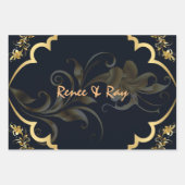 ブラックと金ゴールドパーソナライズされたのラッピング紙 ラッピングペーパーシート (正面3)