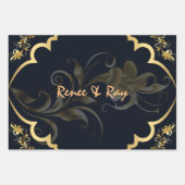 ブラックと金ゴールドパーソナライズされたのラッピング紙 ラッピングペーパーシート (正面2)