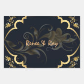 ブラックと金ゴールドパーソナライズされたのラッピング紙 ラッピングペーパーシート (正面)