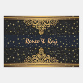 ブラックと金ゴールドパーソナライズされたのラッピング紙 ラッピングペーパーシート (正面2)
