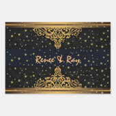 ブラックと金ゴールドパーソナライズされたのラッピング紙 ラッピングペーパーシート (正面)