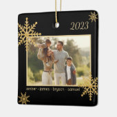 ブラックと金ゴールドパーソナライズされたオーナメントと写真 セラミックオーナメント (左)