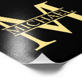 ブラックと金ゴールドパーソナライズされたモノグラムと名前 フォトプリント            (角)