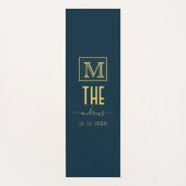 ブラックと金ゴールドパーソナライズされたモノグラムと名前 ヨガマット (正面)