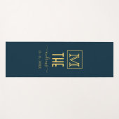 ブラックと金ゴールドパーソナライズされたモノグラムと名前 ヨガマット (正面(横))