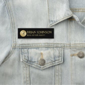 ブラックと金ゴールドパーソナライズされたモノグラムと名前 名札 (インサイチュ)