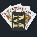 ブラックと金ゴールドパーソナライズされたモノグラムと名遊前 トランプ<br><div class="desc">ブラックと金ゴールドパーソナライズされたモノグラムと名前</div>