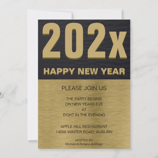 ブラックと金ゴールドパーティの招待状 招待状 (正面)