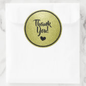 ブラックと金ゴールドフェイクグリッターありがとう ラウンドシール (バッグ)