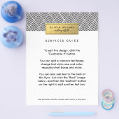 ブラックと金ゴールドフェイクフォイルのシェブロンパターン チラシ (シングル)