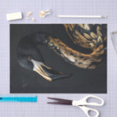 ブラックと金ゴールドフラミンゴ6 薄葉紙 (クラフト)