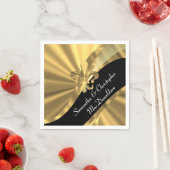 ブラックと金ゴールドフルーアデリス スタンダードカクテルナプキン (インサイチュ)