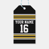 ブラックと金ゴールドホワイトストライプズのチームジャージー ギフトタグ (正面)