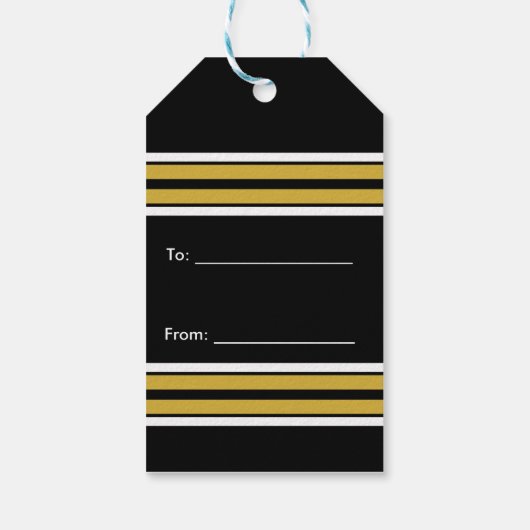 ブラックと金ゴールドホワイトストライプズのチームジャージー ギフトタグ (裏面)
