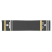 ブラックと金ゴールドホワイトストライプズのチームジャージー ショートテーブルランナー (横)