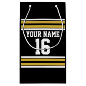 ブラックと金ゴールドホワイトストライプズのチームジャージー スモールペーパーバッグ (裏面)