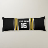 ブラックと金ゴールドホワイトストライプズのチームジャージー ボディピロー (裏面)