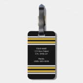 ブラックと金ゴールドホワイトストライプズのチームジャージー ラゲッジタグ (裏面縦)
