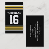 ブラックと金ゴールドホワイトストライプズのチームジャージー 名刺 (正面/裏面)