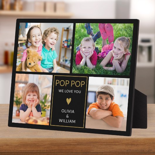 ブラックと金ゴールドポップ・アートのポップ・アートの私たちはあなたを愛する4フォトコラージュ フォトプラーク