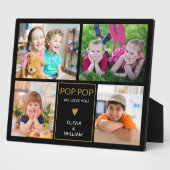 ブラックと金ゴールドポップ・アートのポップ・アートの私たちはあなたを愛する4フォトコラージュ フォトプラーク (側面)