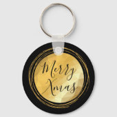 ブラックと金ゴールドメタリックのメリークリスマス文字 キーホルダー (裏面)