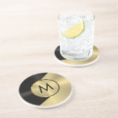 ブラックと金ゴールドメタリックのルックジオメトリデザイン コースター (側面)