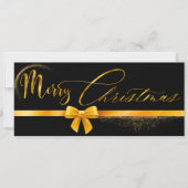 ブラックと金ゴールドモダンのクリスマスプレゼント証明書 招待状 (正面)
