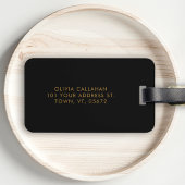 ブラックと金ゴールドモダンモノグラム名シンプル ラゲッジタグ