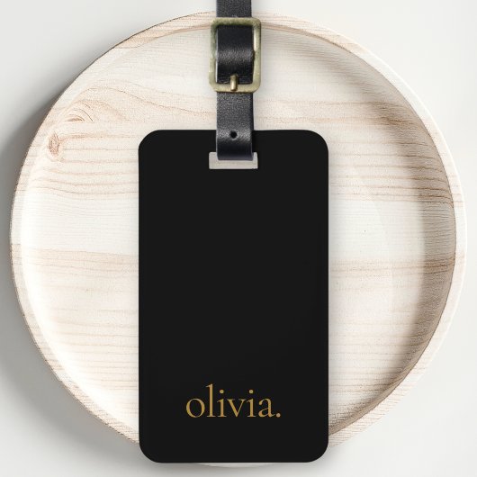 ブラックと金ゴールドモダンモノグラム名シンプル ラゲッジタグ