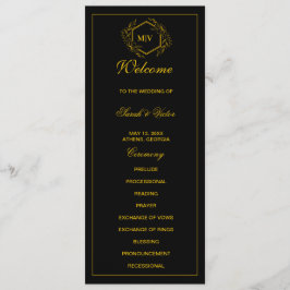 ブラックと金ゴールドモノグラム両面プログラムカード プログラム