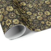 ブラックと金ゴールド抽象芸術クリスマススノーフレーク2 ラッピングペーパー (ロールコーナー)