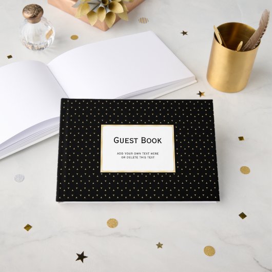 ブラックと金ゴールド独自の文字を追加 ゲストブック (正面見開き)