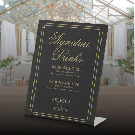 ブラックと金ゴールド結婚のアールデコの名酒 台座サイン