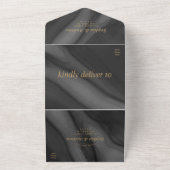 ブラックと金ゴールド結婚のオールインワン招待状 オールインワン招待状 (外側)