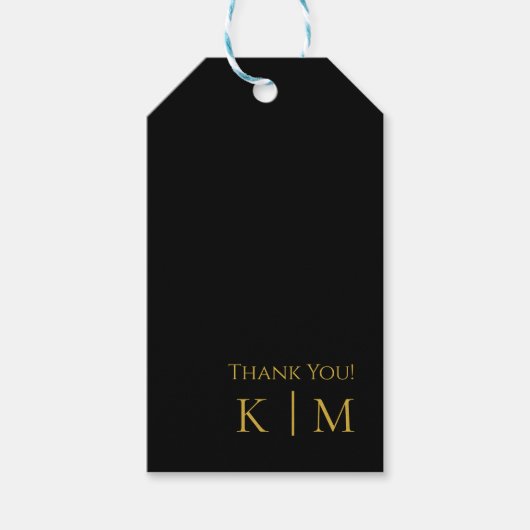 ブラックと金ゴールド結婚の感謝 – ギフトタグ (正面)