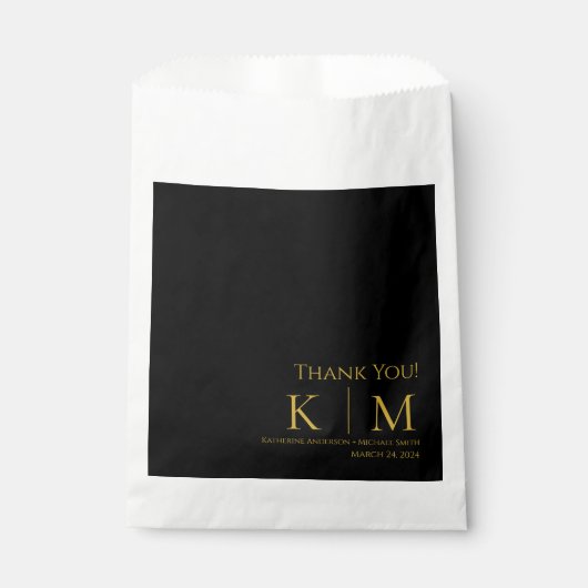 ブラックと金ゴールド結婚の感謝 –  フェイバーバッグ (正面)