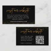 ブラックと金ゴールド結婚ズのウェブサイトRSVP QRコード エンクロージャーカード (正面/裏面)