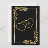 ブラックと金ゴールド結婚式招待状デザイン独自 (裏面)