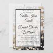 ブラックと金ゴールド結婚式招待状 招待状 (正面)