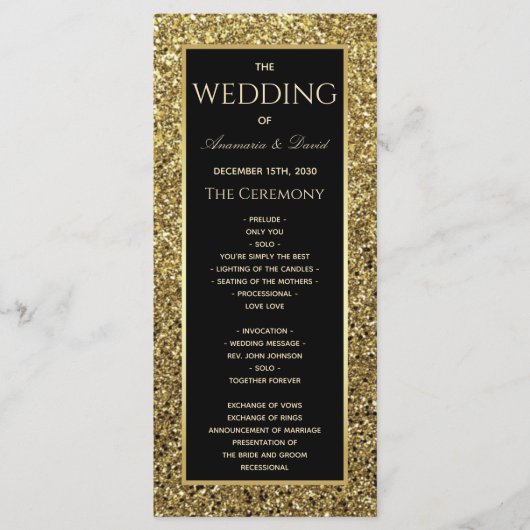 ブラックと金ゴールド結婚式 プログラム (正面)