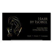 ブラックと金ゴールド美容師 マグネット名刺 (正面)