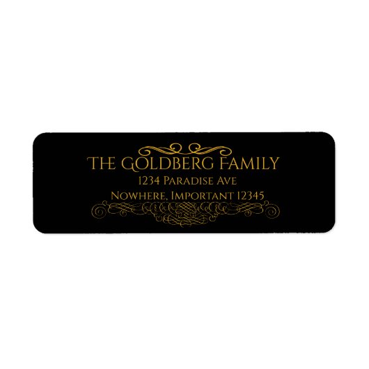 ブラックと金ゴールド装飾差出人住所 ラベル (正面)