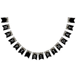 ブラックと金ゴールド誕生日 バンティングフラッグ