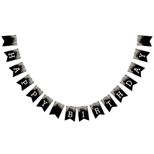 ブラックと金ゴールド誕生日 バンティングフラッグ (全)