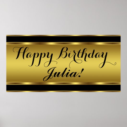 ブラックと金ゴールド誕生日 ポスター (正面)