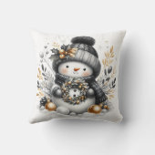 ブラックと金ゴールド雪だるま クッション (裏面)