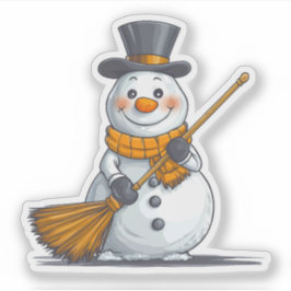 ブラックと金ゴールド雪だるま シール