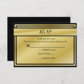 ブラックと金ゴールド50周年記念RSVP（ビュッフェ用） 出欠カード (正面/裏面)