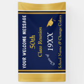 ブラックと金ゴールド50thクラス懇親会バナー、任意の年 横断幕 (縦)